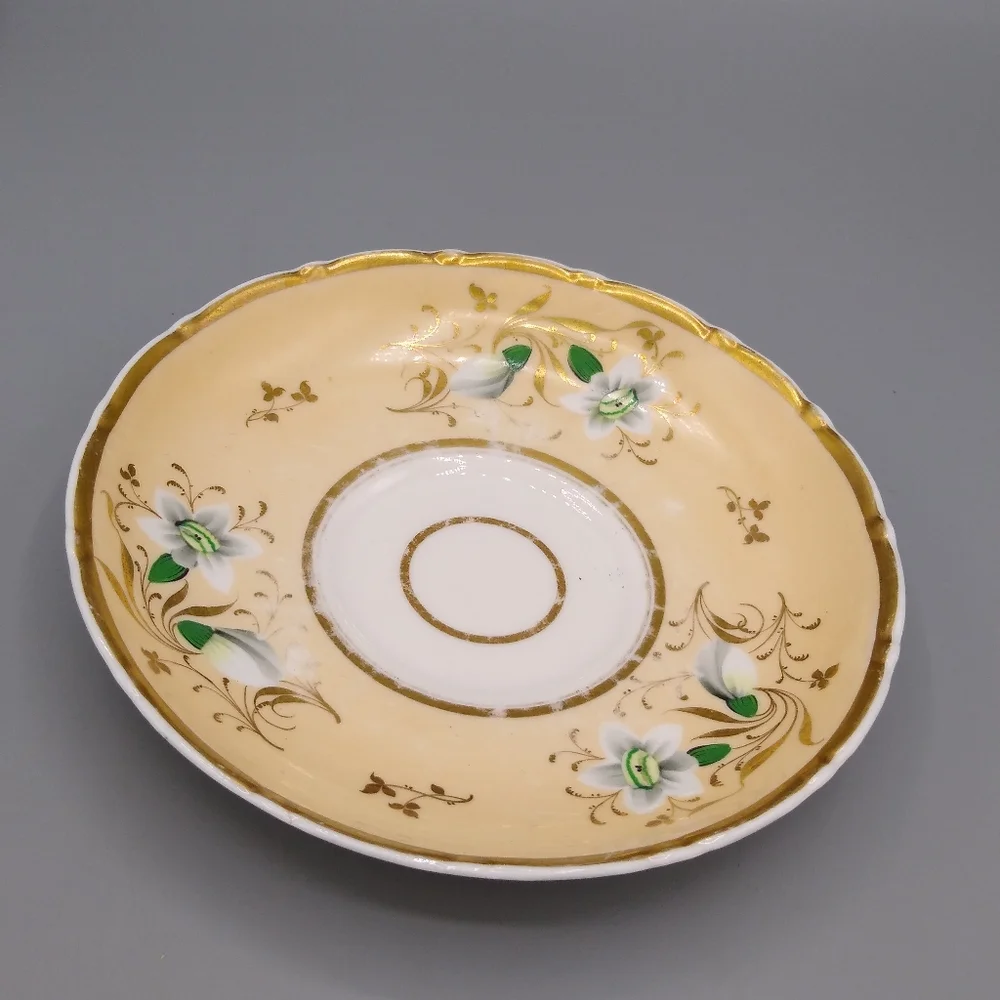 Rockingham Porcelain Gold Lily Tea Cup Saucer 230 Vintage Antique